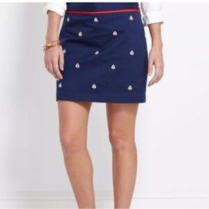 VINEYARD VINES Navy Embroidered Sail Boat Skirt Size 10